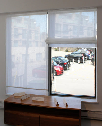 Relaxed Linen Shade, Sheer Roman Shade Utopia Natural, 100% sheer linen, shade with chain mechanism, custom roman shade, Window Treatment