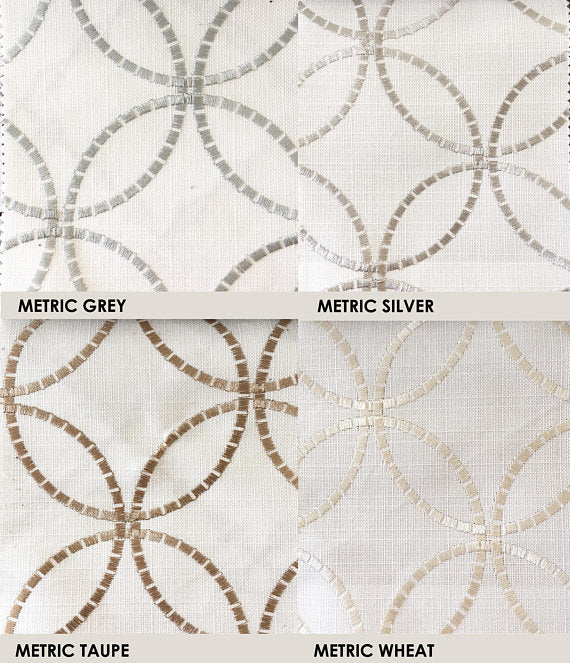 Custom Roman Shade, Metric Silver with geometric embroidery pattern , linen roman shade, chain mechanism, Roman Shades for windows