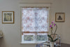Custom Beige Floral Design Relaxed Sheer Roman Shade "Paloma Sand"